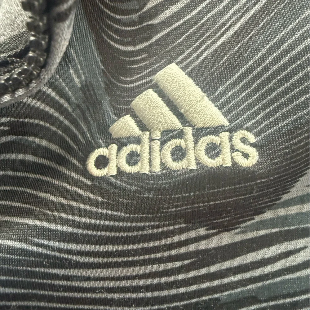 81 Adidas Kids Track Jacket 5 Black Gray White Full Zip Athletic Activewear